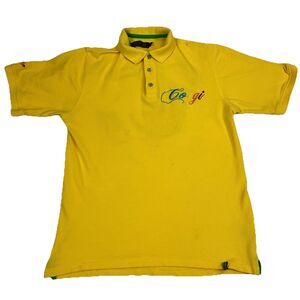 Vintage Coogi Polo Shirt XL Yellow Rainbow Short Sleeve Streetwear Embroidered